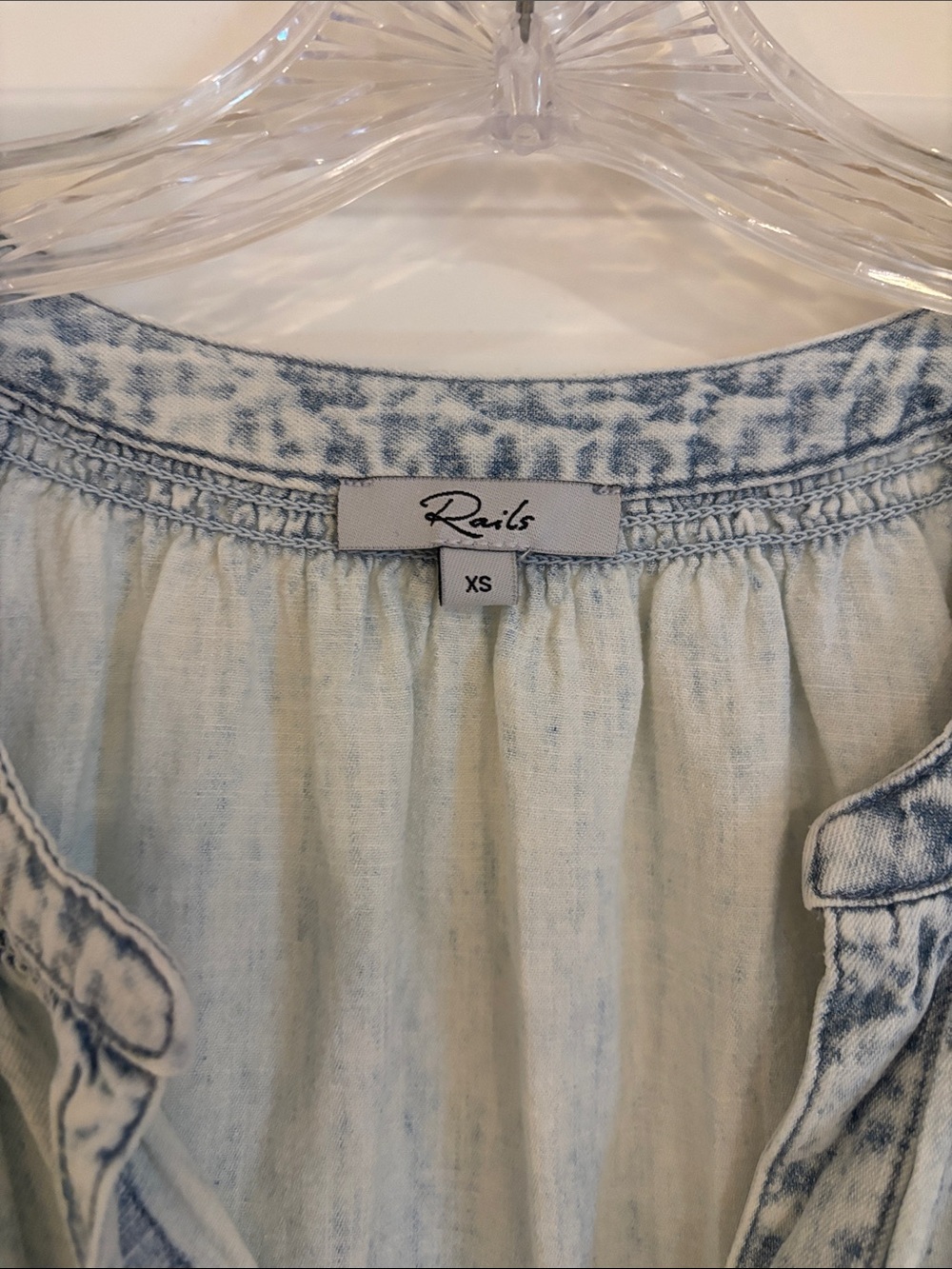 Rails Light Wash Denim Button-Front Blouse - Picture 2 of 3